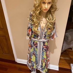 BCBG MaxAzria Roselle flutter Sleeve Printed Dress